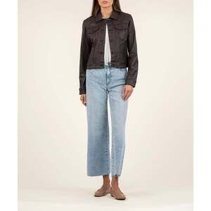 Kut from the Kloth Julia Coated Crop Jacket Size LARGELARGE / Chocolate